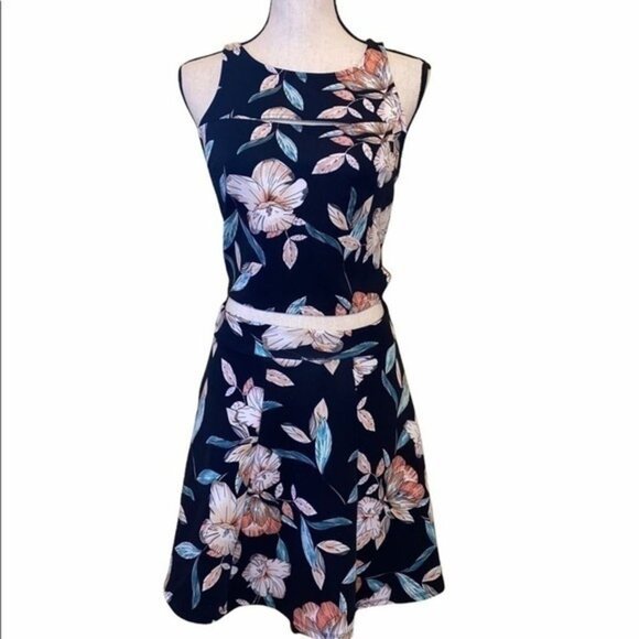 Decree Floral Womens Two-Piece Top & Skirt Sleeveless Dark Multicolor Size Small - Picture 1 of 8